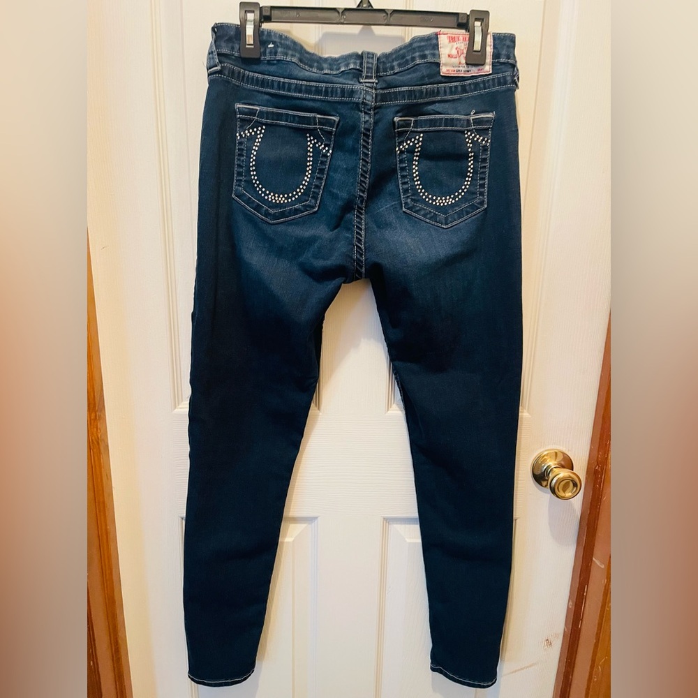 True Religion Blue Skinny Jeans with Contrast Stitching